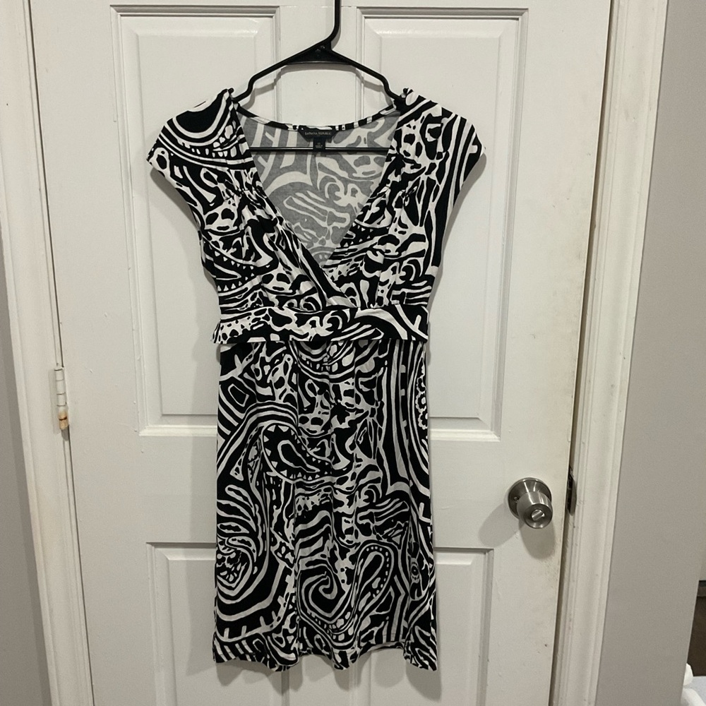 Banana Republic Black and White Cowl Neck Sheath Dress